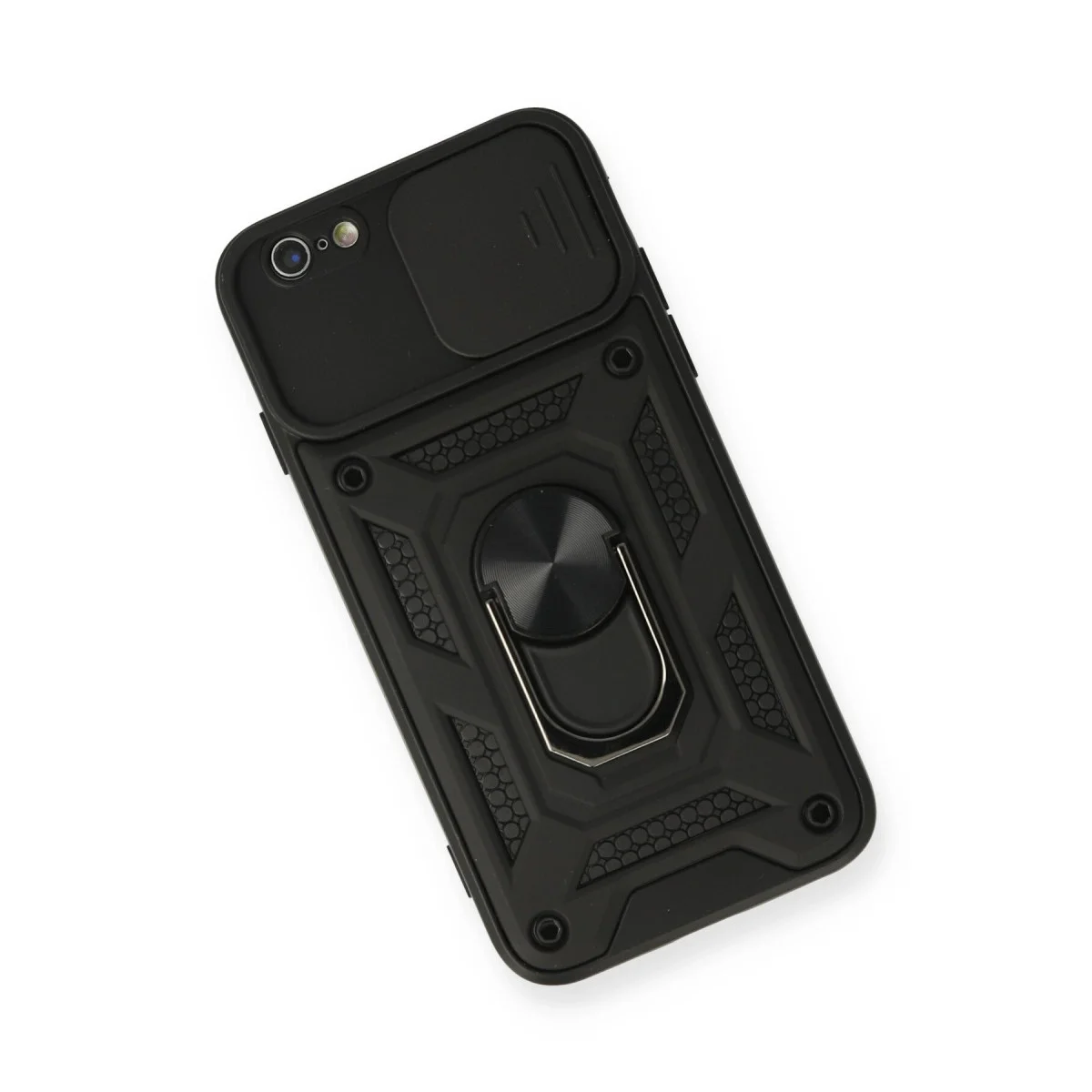 Apple İphone 6 Kılıf Pars Lens Yüzüklü Silikon - Siyah görsel 3