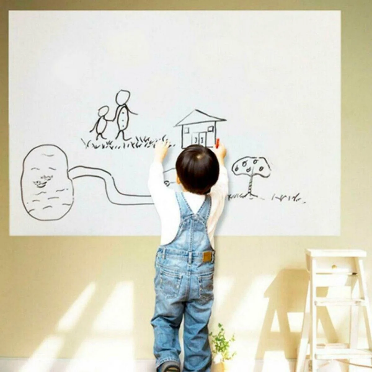 Silinebilir Kalemli Sticker Duvara Yapışabilen Yazı Tahtası 60x100 cm görsel 2