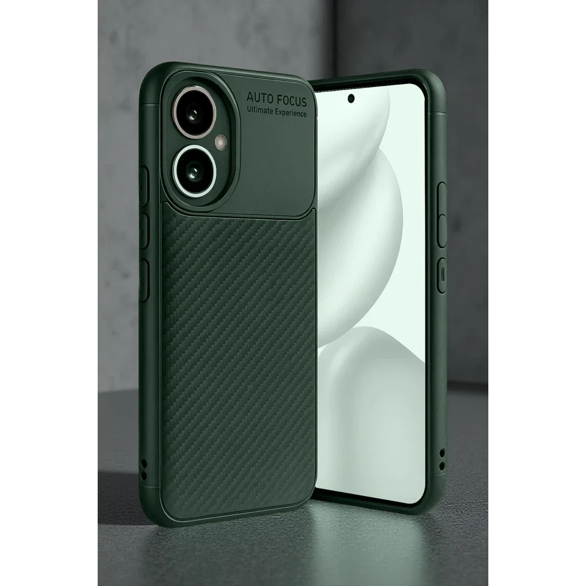 Honor 400 Kılıf Auto Focus Karbon Kapak - Koyu Yeşil görsel 5