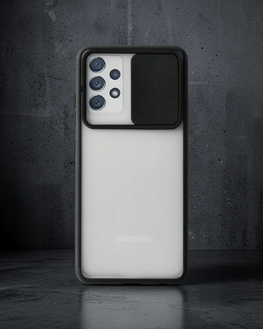 Samsung Galaxy A72 Kılıf Palm Buzlu Kamera Sürgülü Silikon - Siyah
