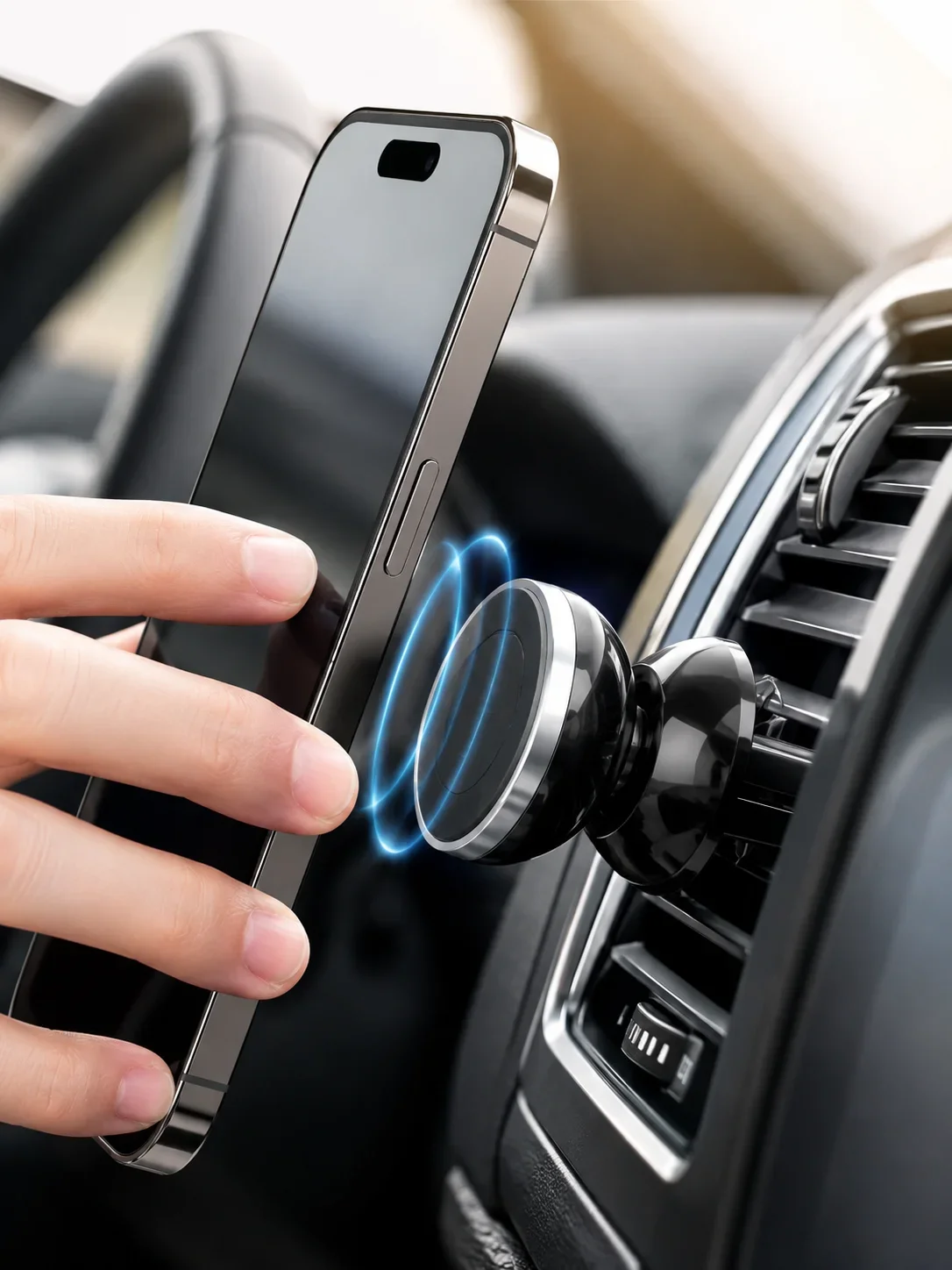Araç İçi Telefon Tutucu Mıknatıslı Havalandırma Izgarası Telefon Standı görsel 2