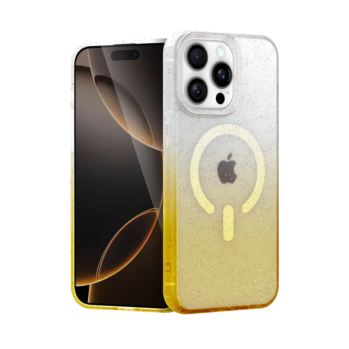 Apple iPhone 15 Pro Pummel Shiny Magsafe Kapak - Gold