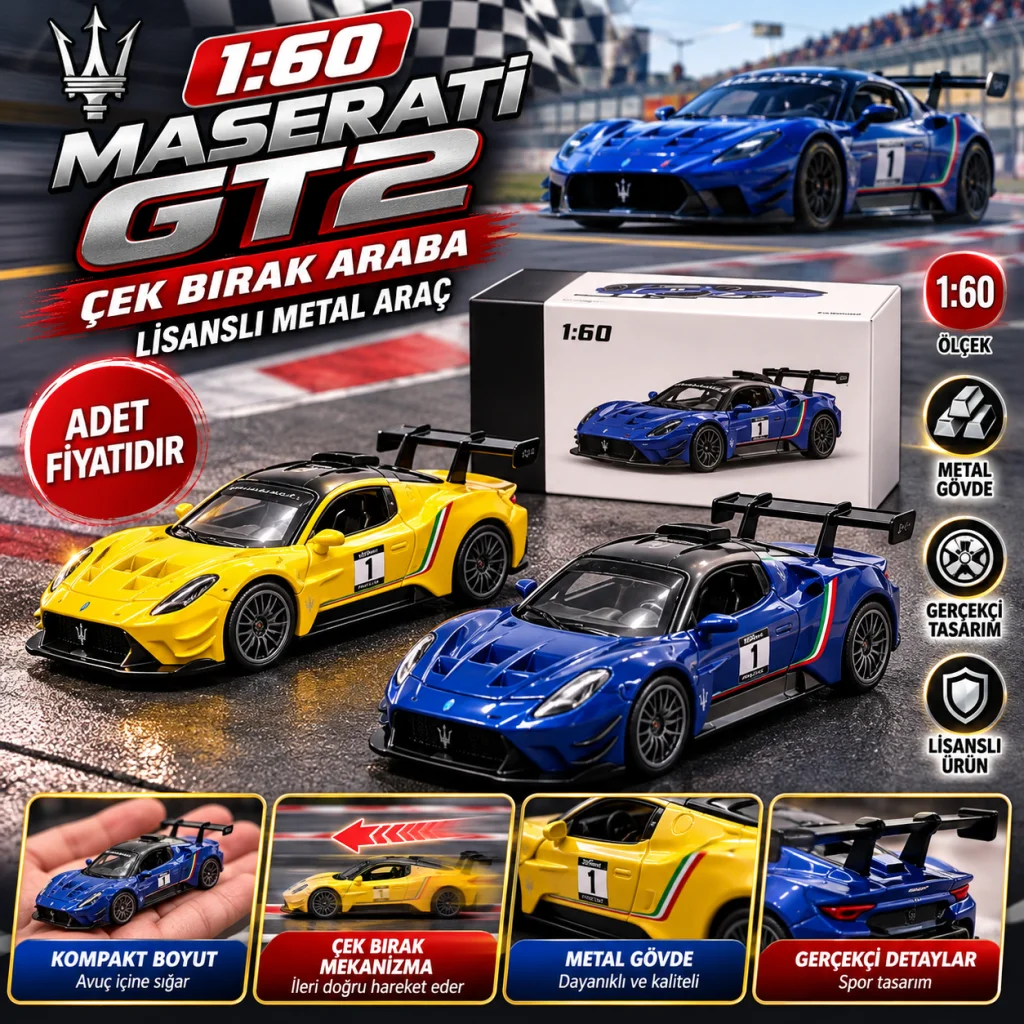 RW9160 1:60 GT2 Çek Bırak Araba Lisanslı Küçük Metal Araç