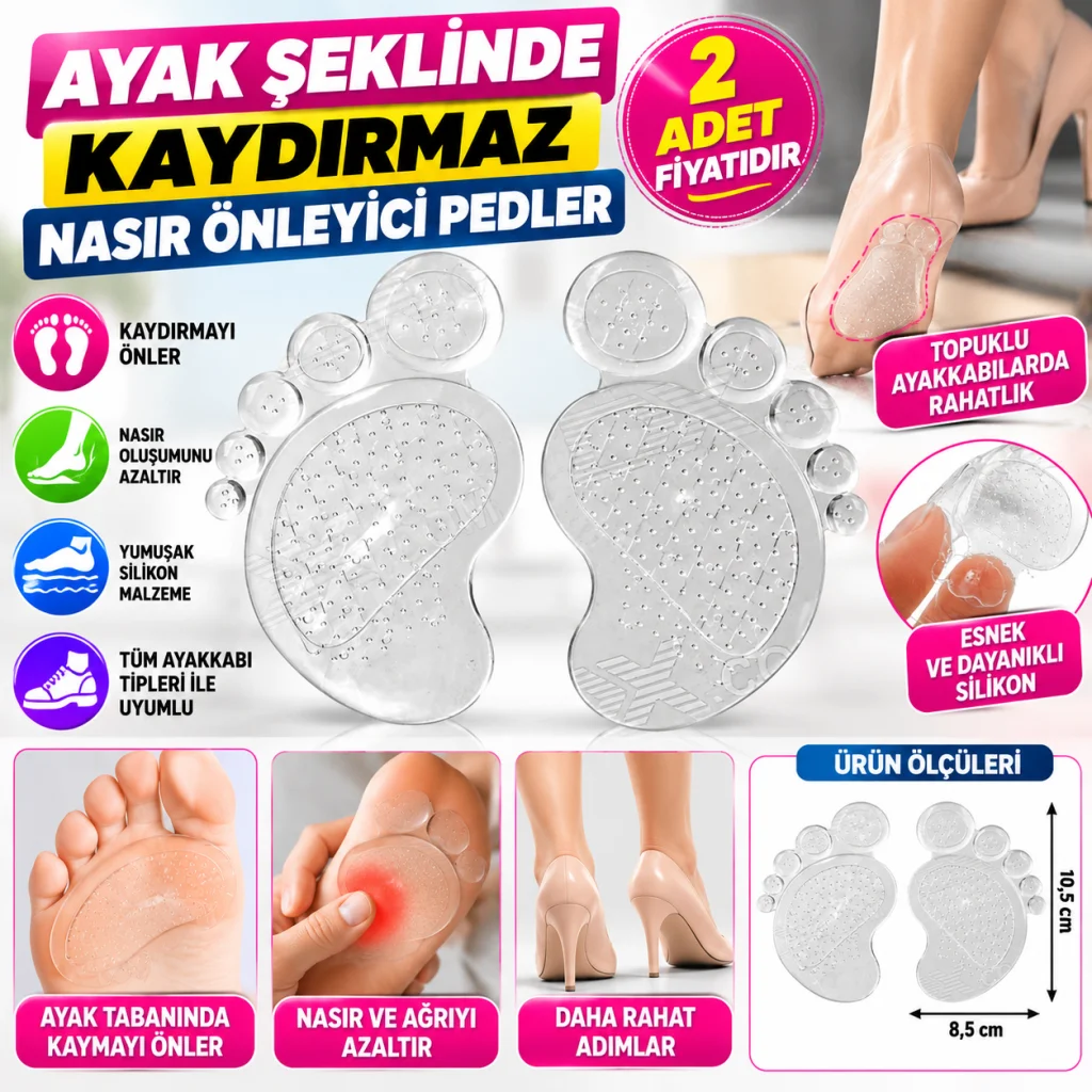 Ayakkabı İçi Ayak Kaydırmaz Dolgulu Rahat Silikon Pedi Tabanlığı