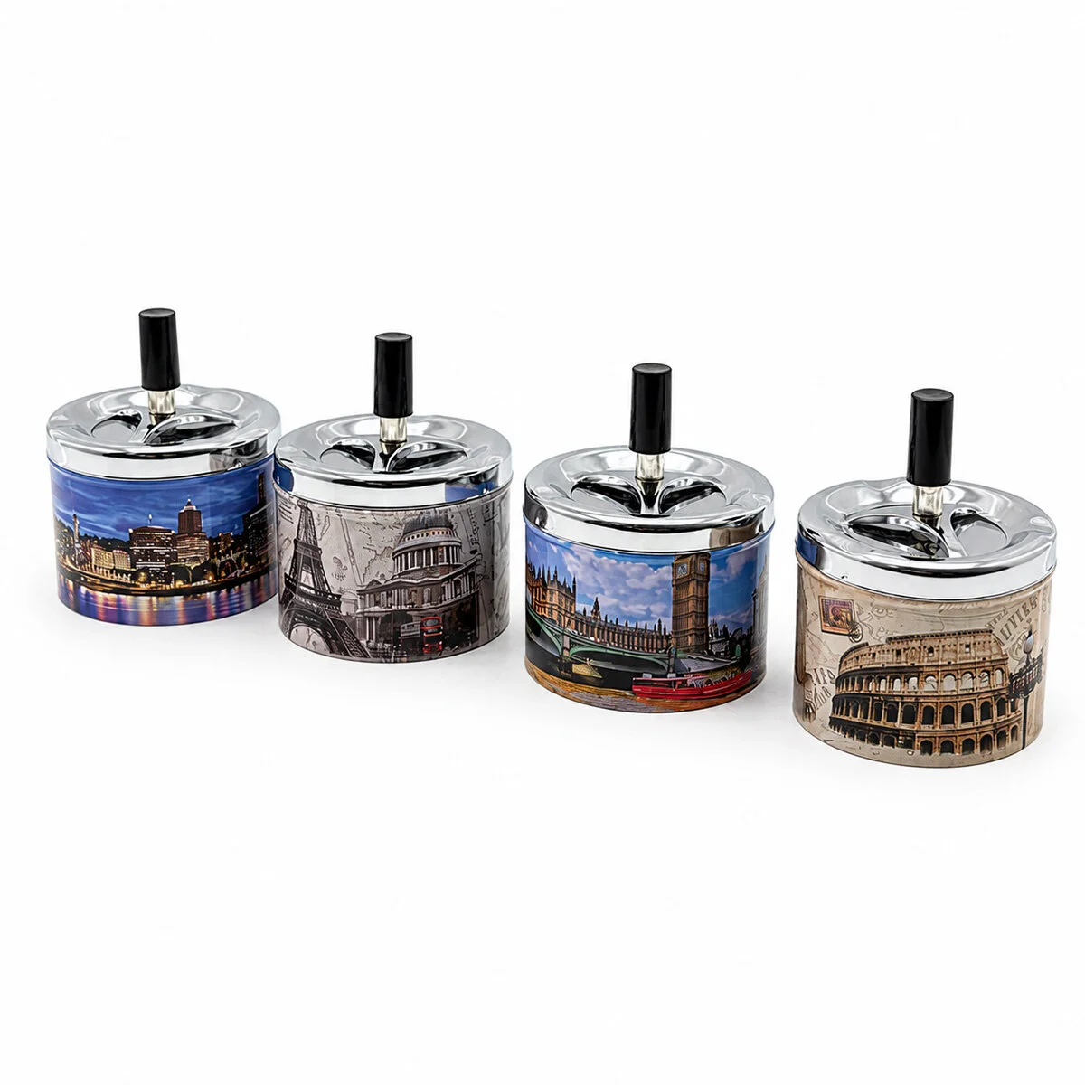 12 Adet Ashtray Yuvarlak - Basmalı Metal Küllük