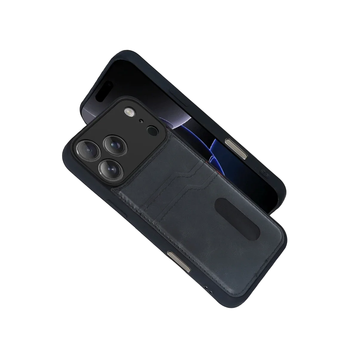 Apple iPhone 17 Pro Max Sara Kartvizitli Deri Kılıf - Siyah görsel 2