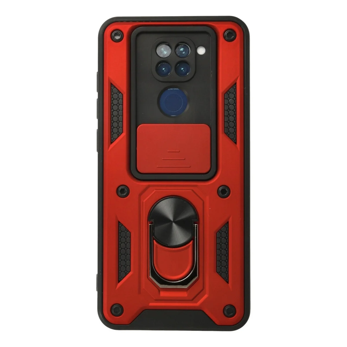 Xiao Red Note 9 Kılıf Pars Lens Yüzüklü Silikon - Kırmızı