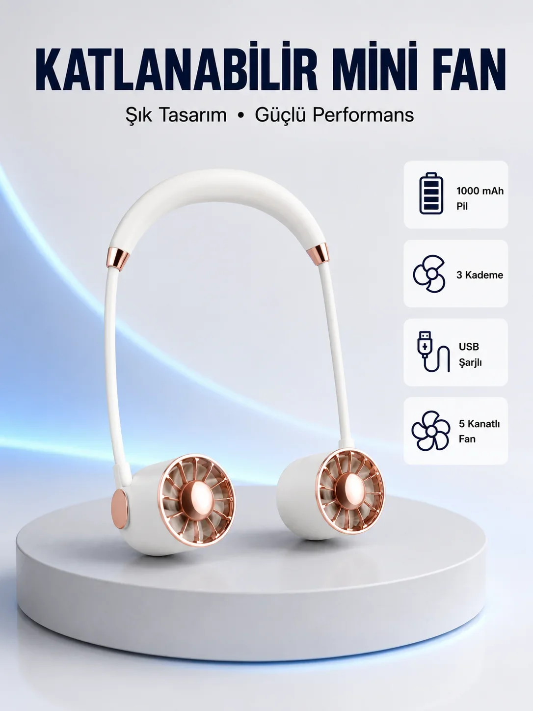 5 Kanatlı Sessiz ni Fan 3 Vitesli Katlanabilir Asılabilir