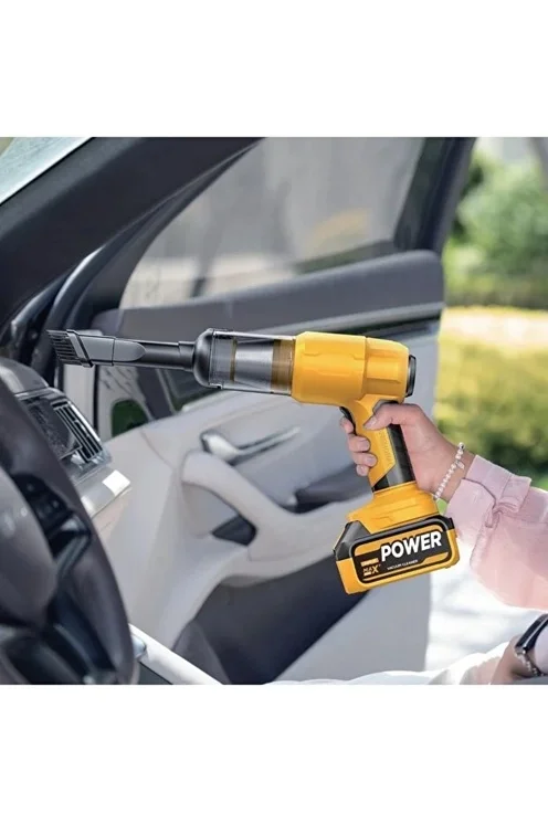 25.000mAh Çift Bataryalı Auhma 20.000PA Ultra Çekim Güçlü Çantalı Araç Temizleme Süpürgesi görsel 3