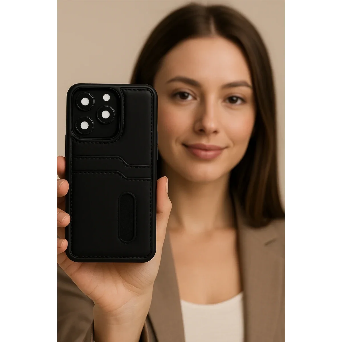 Xiaomi Redmi Note 14 4G Kılıf Sara Kartvizitli Deri Kılıf - Taba görsel 2