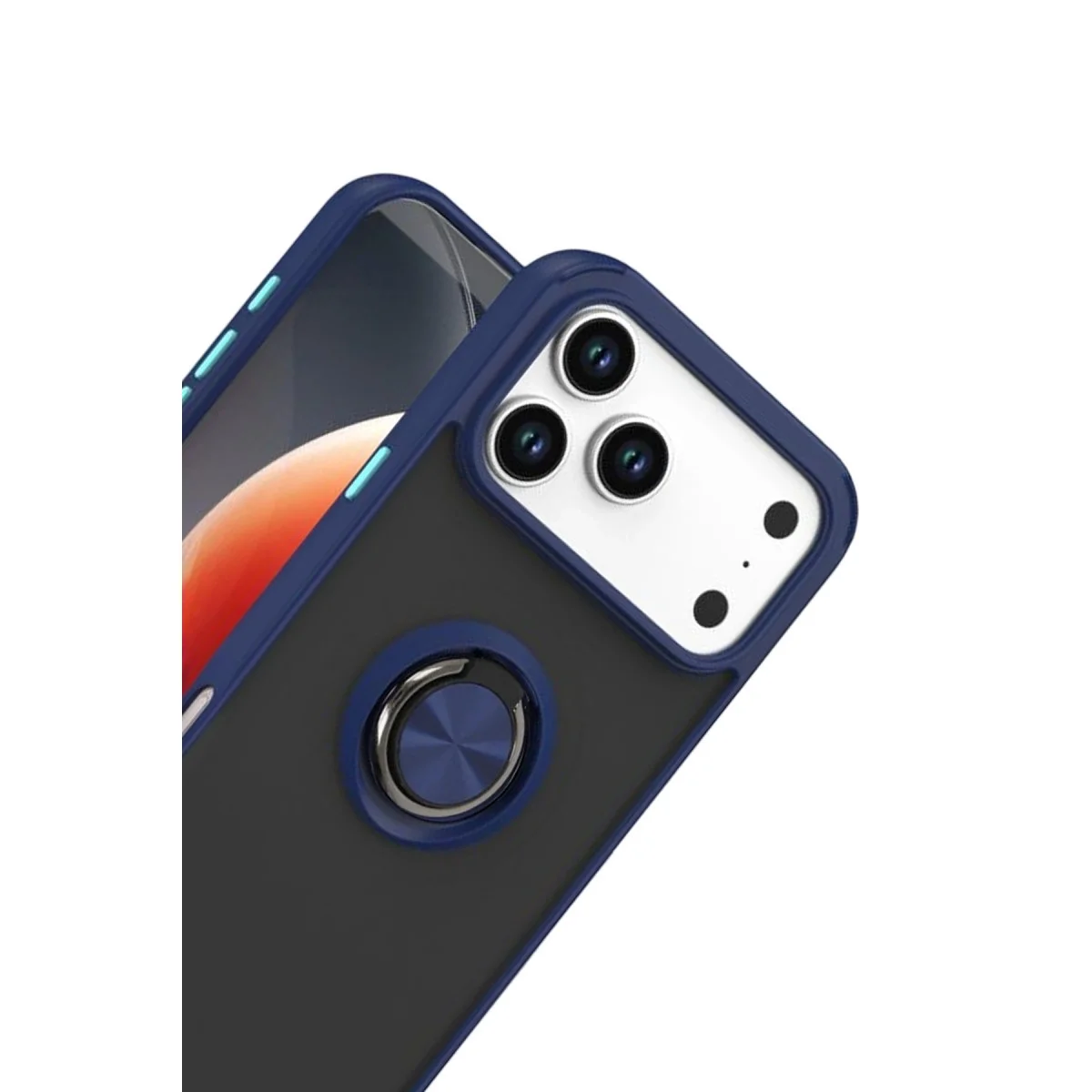 Apple İphone 17 Pro Max Montreal Yüzüklü Silikon Kapak - Lacivert görsel 2