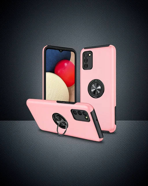 Samsung Galaxy A02s Kılıf Elit Yüzüklü Kapak - Pembe