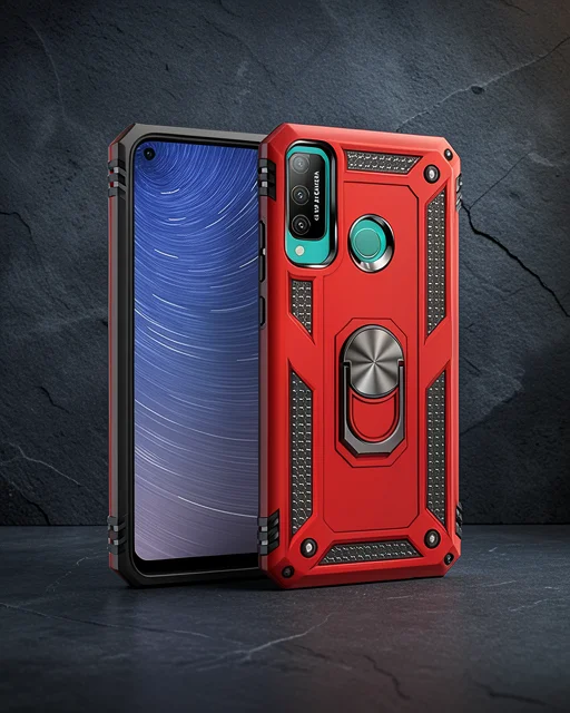 Huawei P40 Lite E Kılıf Sofya Yüzüklü Silikon Kapak - Kırmızı