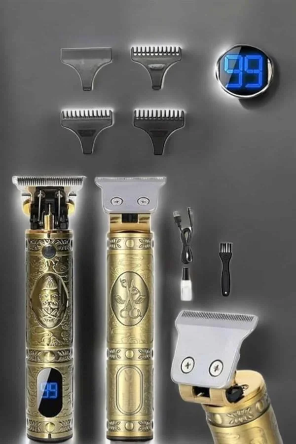 Tıraş Makinesi Şarjlı Profesyonel Saç Kesme Makinesi Gold Çizik Tıraş görsel 4