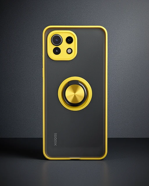 Xiaomi Mi 11 Lite Kılıf Montreal Yüzüklü Silikon Kapak - Sarı