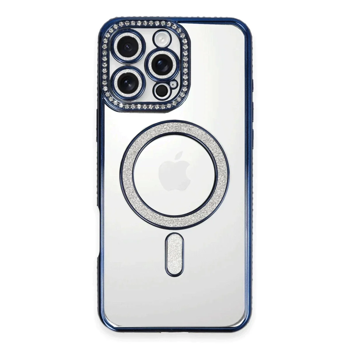 Apple iPhone 16 Pro Max Kılıf Joke Simli Magneticsafe Kılıf - Lacivert görsel 3
