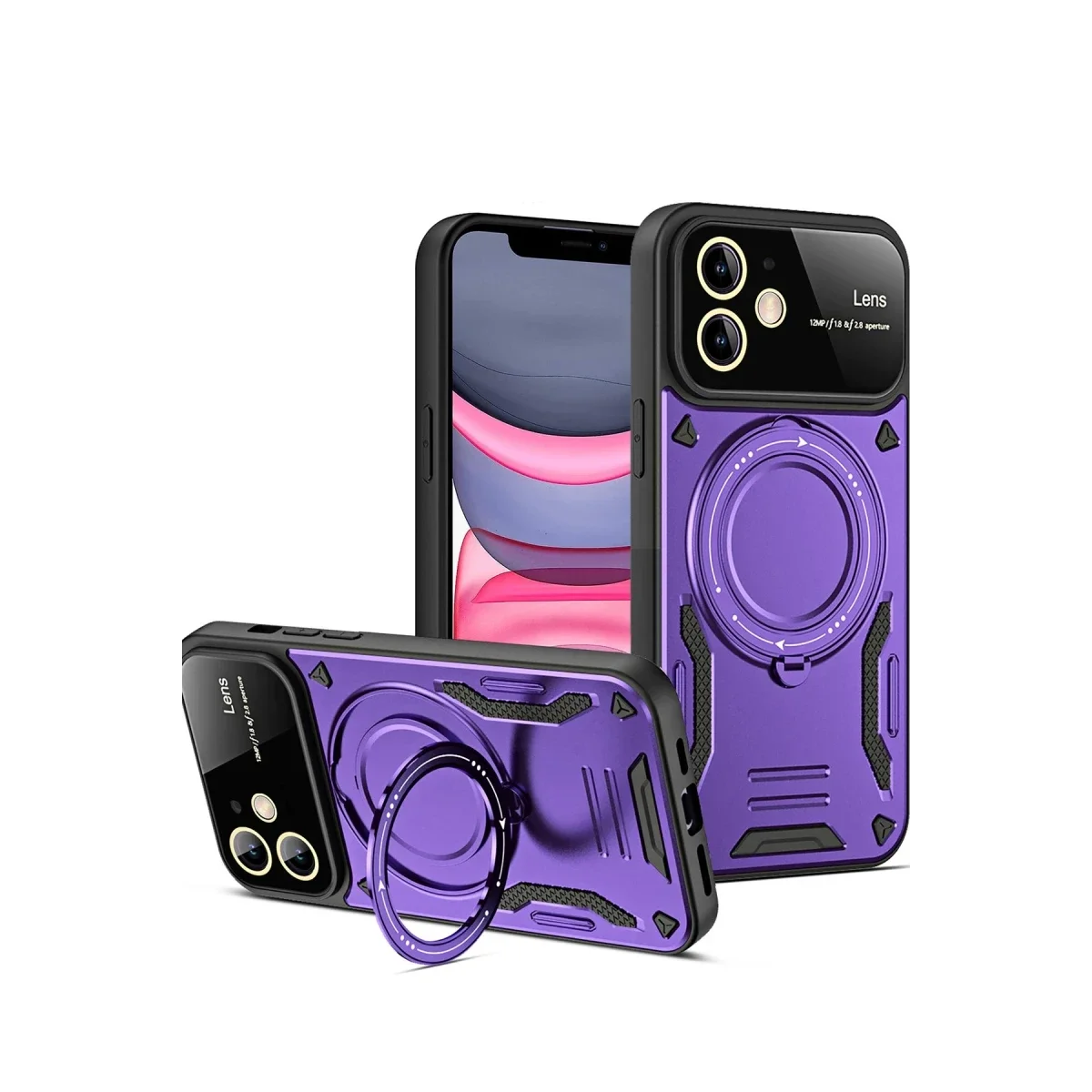 Apple iPhone 11 Kılıf Joy Lens Standlı Kapak - Mor