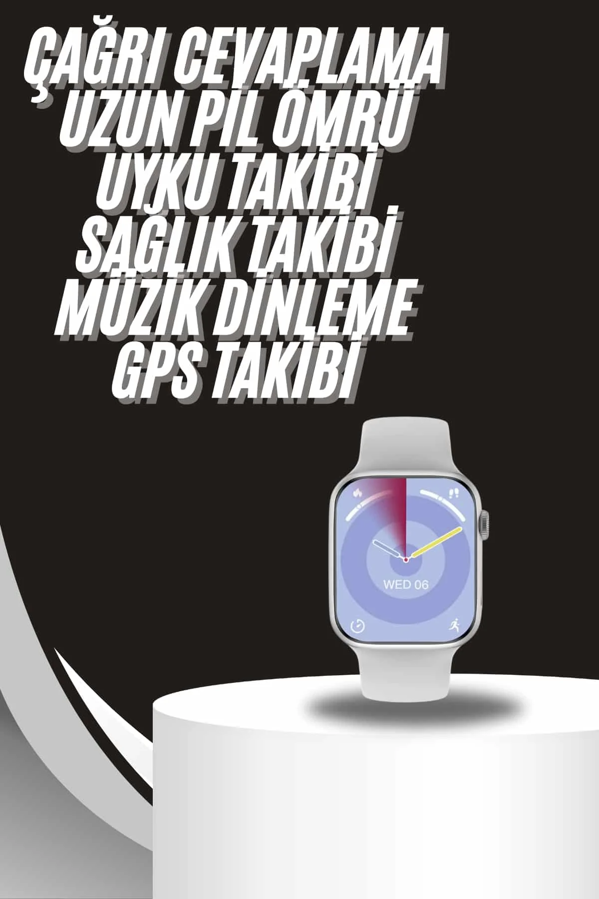 Akıllı Saat Gümüş Kasa Bluetooth Kulaklık Hediyeli Çok Fonksiyonlu İkili Set görsel 2