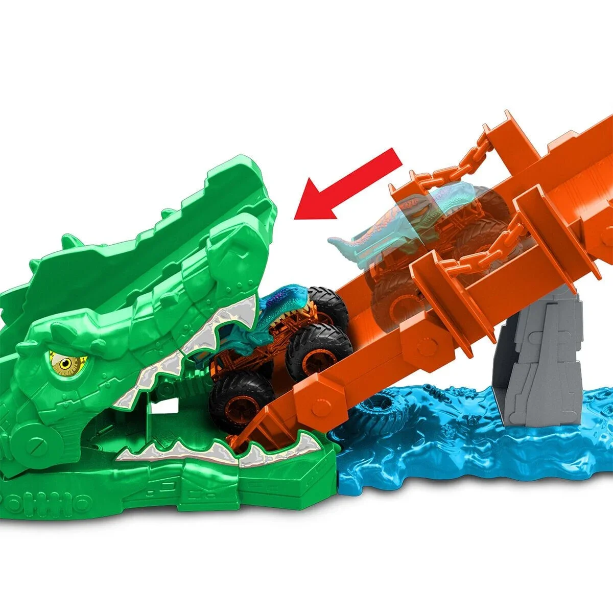 JJN45 Hot Wheels Monster Trucks Timsahı Devir Oyun Seti görsel 5