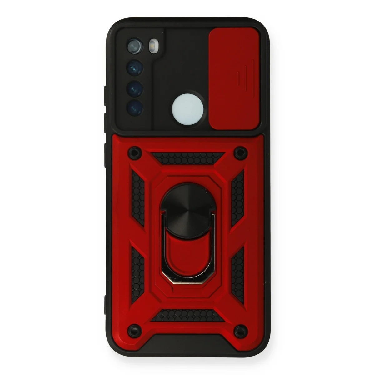 Xiao Red Note 8 Kılıf Pars Lens Yüzüklü Silikon - Kırmızı