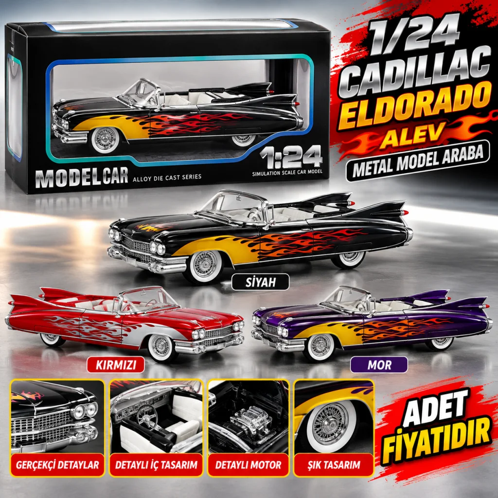 1901-601A.1/24 Cadillac Eldorad Alev Metal Model Araba