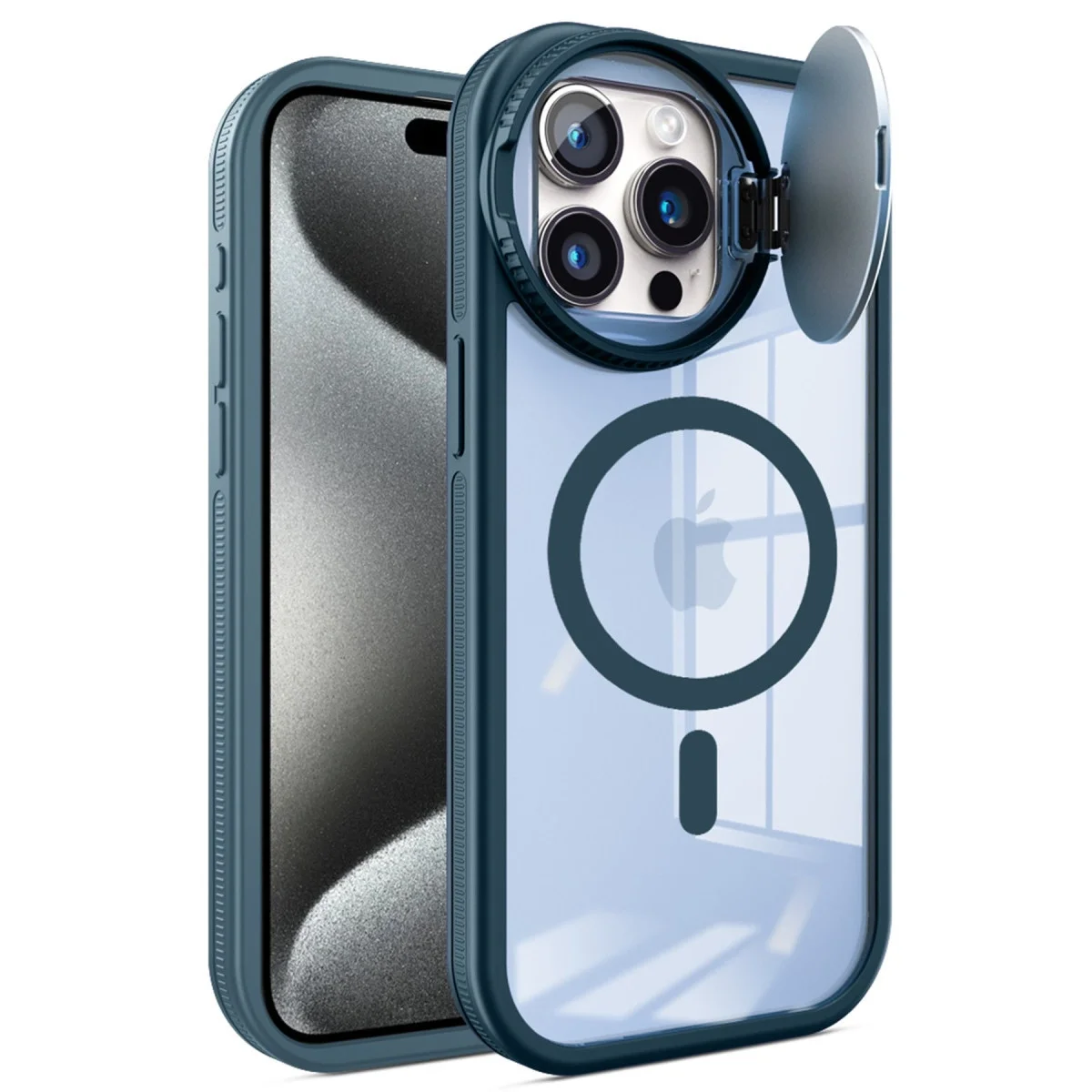 Apple İphone 14 Pro Max Kılıf Teleskop Lens Magsafe Silikon Kapak - Lacivert görsel 2