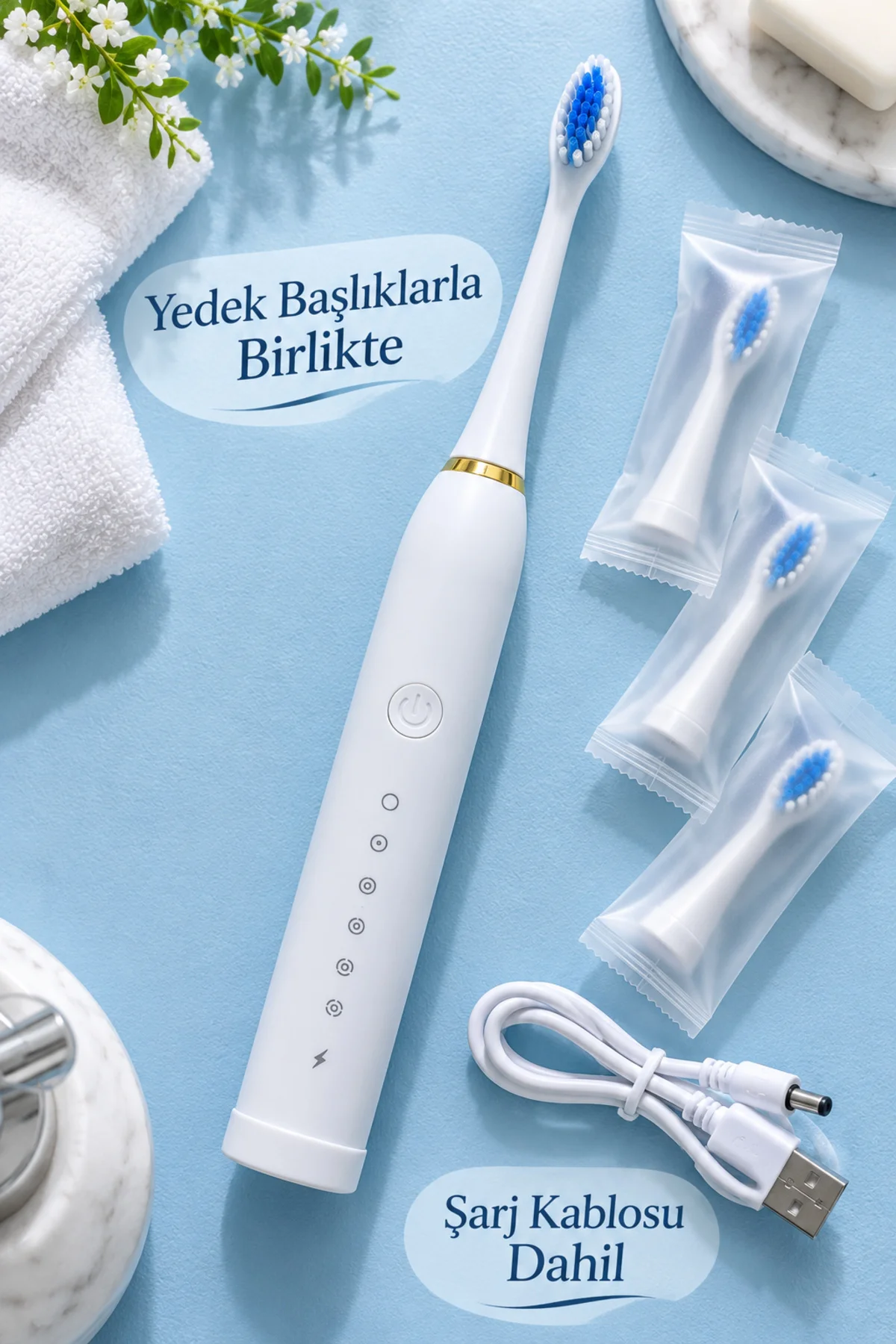 Şarjlı Elektrikli Diş Fırçası Beyaz görsel 4