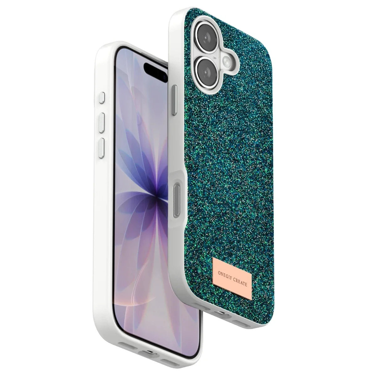 Onegif Apple iPhone 17 Bright Simli Kapak - Koyu Yeşil