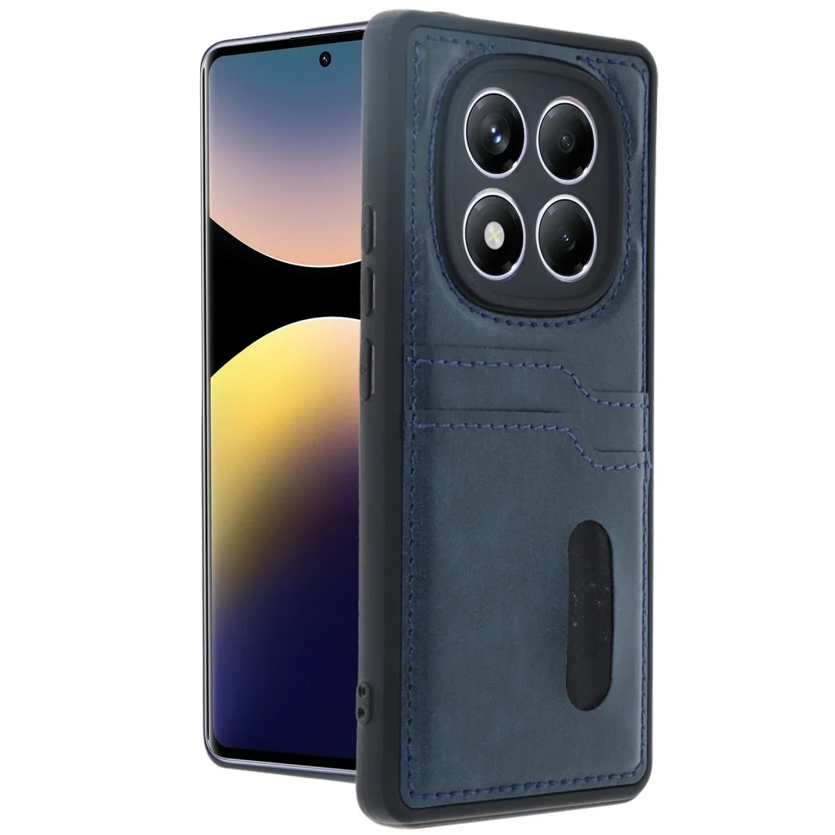 Xiaomi Redmi Note 14 Pro 4G Kılıf Sara Kartvizitli Deri Kılıf - Lacivert