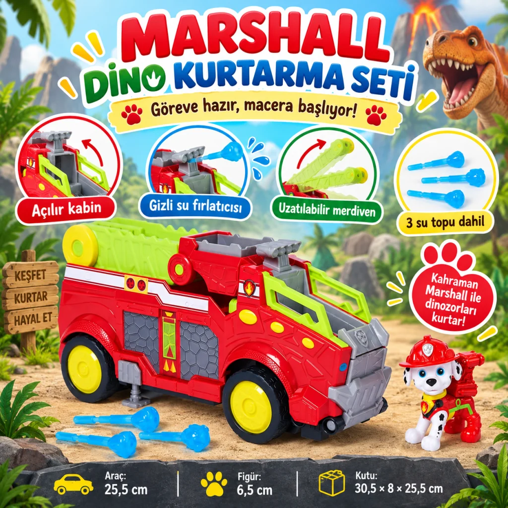 The Dino Movie Marshall Dino Kurtarma Ekibi Oyun Seti görsel 5