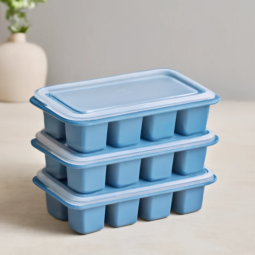 Kapaklı Plastik 3'lü Mini Küp Buzluk