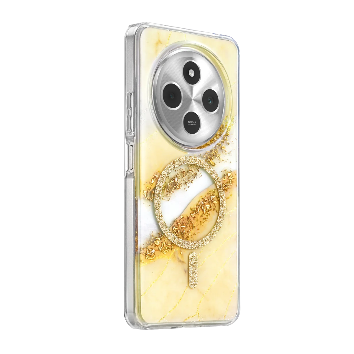 Onegif Xiaomi Redmi 14C Lotus Simli Magsafe Kapak - Gümüş görsel 2