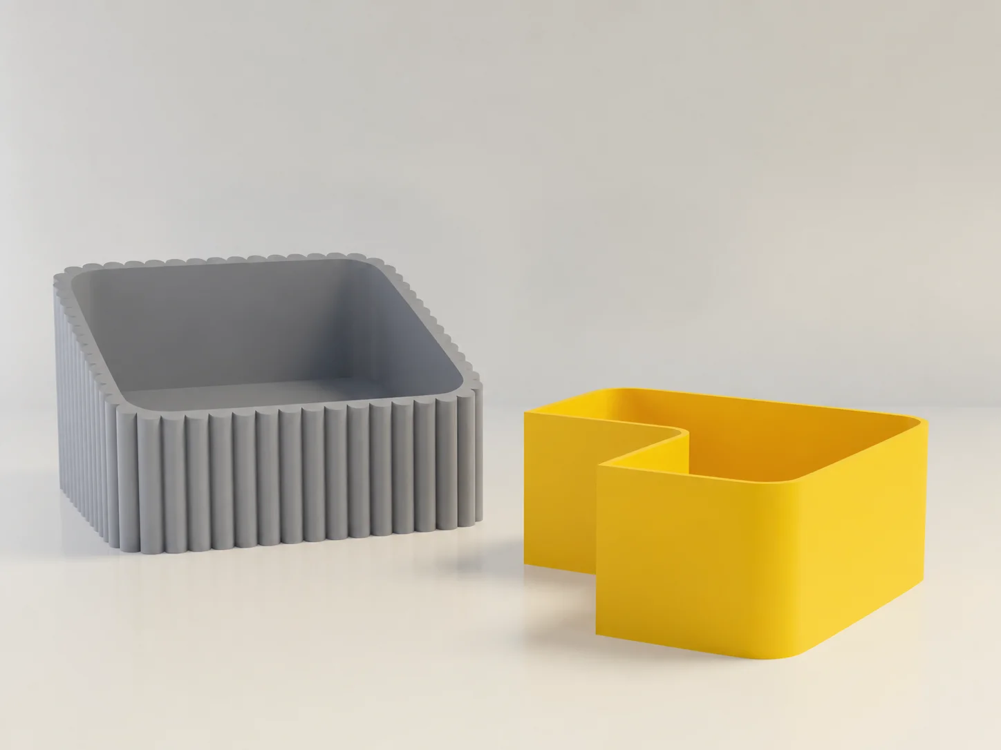 3D Baskı Fıstık Kasesi - Çift Hazneli Kabuk Ayırıcı Sunum Kasesi - Gri Sarı görsel 2