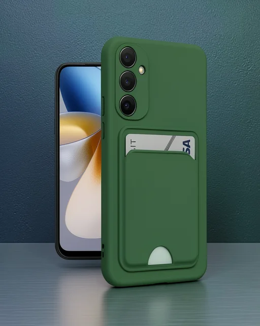Samsung Galaxy A26 Kılıf Kelvin Kartvizitli Silikon - Koyu Yeşil