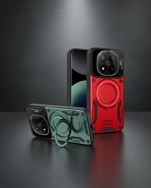 Xiaomi Redmi Note 14 Pro Plus Kılıf Joy Lens Standlı Kapak - Koyu Yeşil