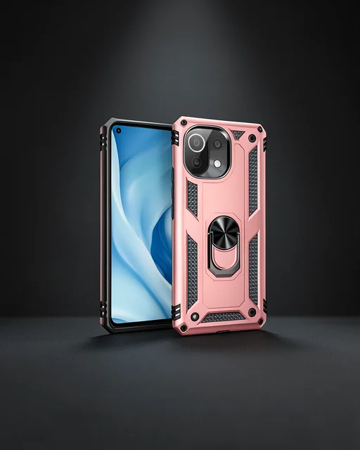 Xiaomi Mi 11 Lite Kılıf Sofya Yüzüklü Silikon Kapak - Rose