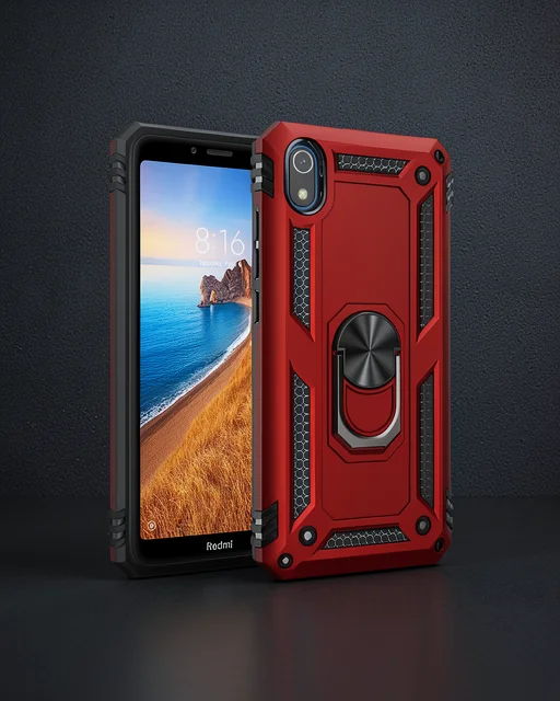 Xiaomi Redmi 7a Kılıf Sofya Yüzüklü Silikon Kapak - Kırmızı