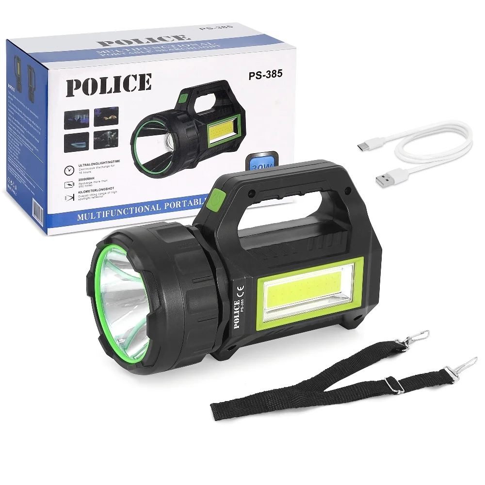 PS-385 Şarjlı Spot Fener 30W COB LED Solar Powerbank Özellikli