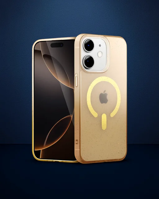 Apple İphone 12 Pummel Shiny Magsafe Kapak - Gold