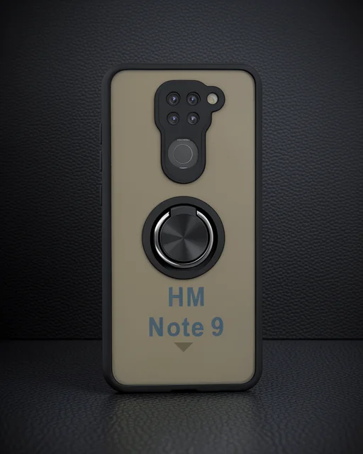 Xiaomi Redmi Note 9 Kılıf Montreal Yüzüklü Silikon Kapak - Siyah