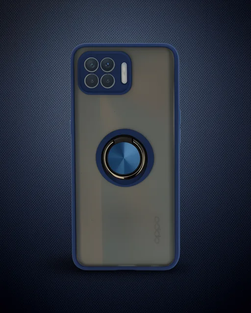 Oppo Reno 4 Lite Kılıf Montreal Yüzüklü Silikon Kapak - Lacivert