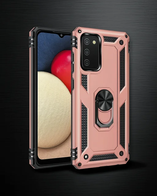 Samsung Galaxy A02s Kılıf Sofya Yüzüklü Silikon Kapak - Rose