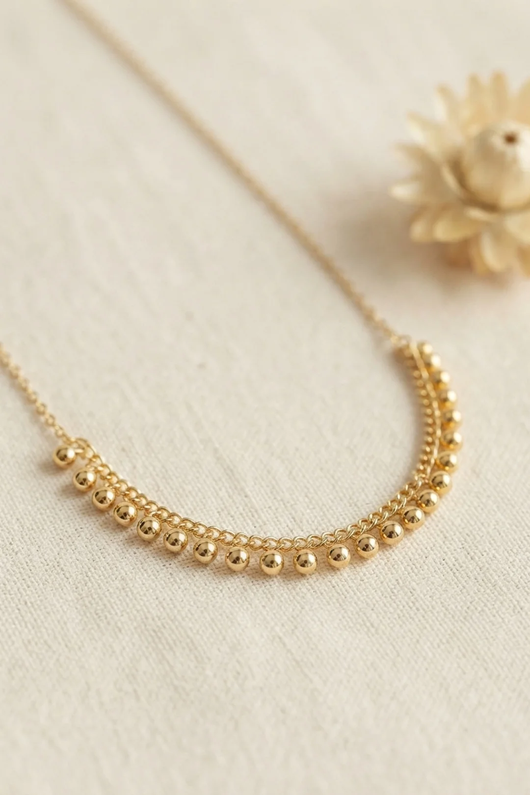 Gold Pirinç Topçuk Model Kadın Kolye
