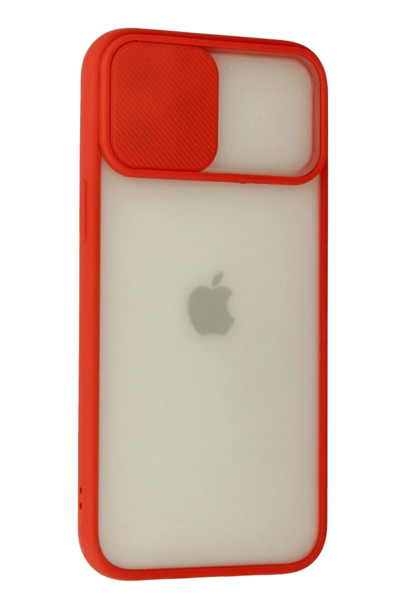 Apple iPhone 12 Pro Max Kılıf Palm Buzlu Kamera Sürgülü Silikon - Kırmızı görsel 3