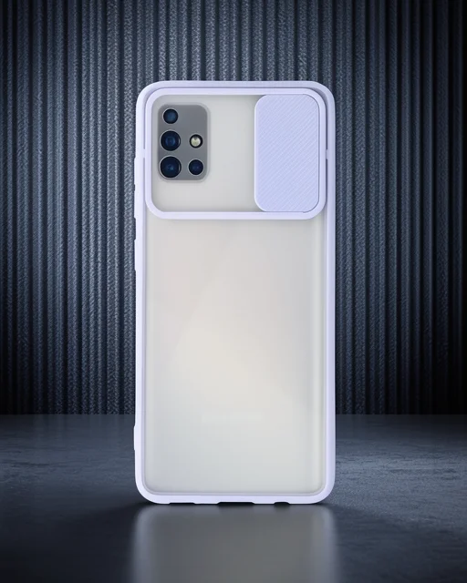 Samsung Galaxy A71 Kılıf Palm Buzlu Kamera Sürgülü Silikon - Lila