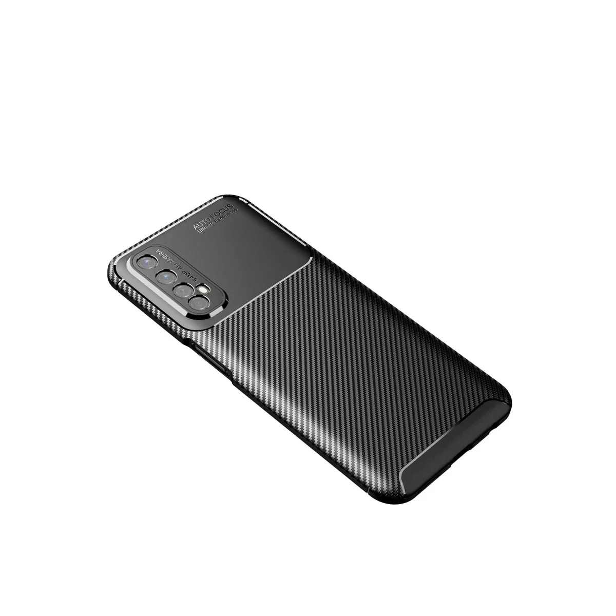 Realme 7 Kılıf Auto Focus Karbon Kapak - Siyah görsel 2