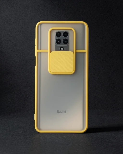 Xiaomi Redmi Note 9 Pro Kılıf Palm Buzlu Kamera Sürgülü Silikon - Sarı