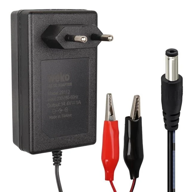 Weko 14.4 Volt - 1 Amper 5.5*2.5 Mm Uçlu + Krokodil Aparatlı Akü Şarj Cihazı WK-29112 görsel 5