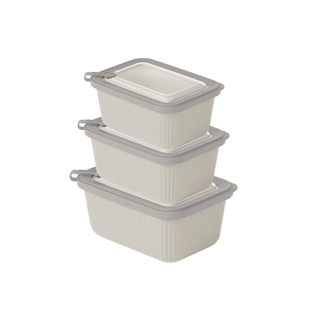 Plastik Saklama Kabı Seti - Mikrodalga Uyumlu Dikdörtgen (600/1100/1800 ml) görsel 4