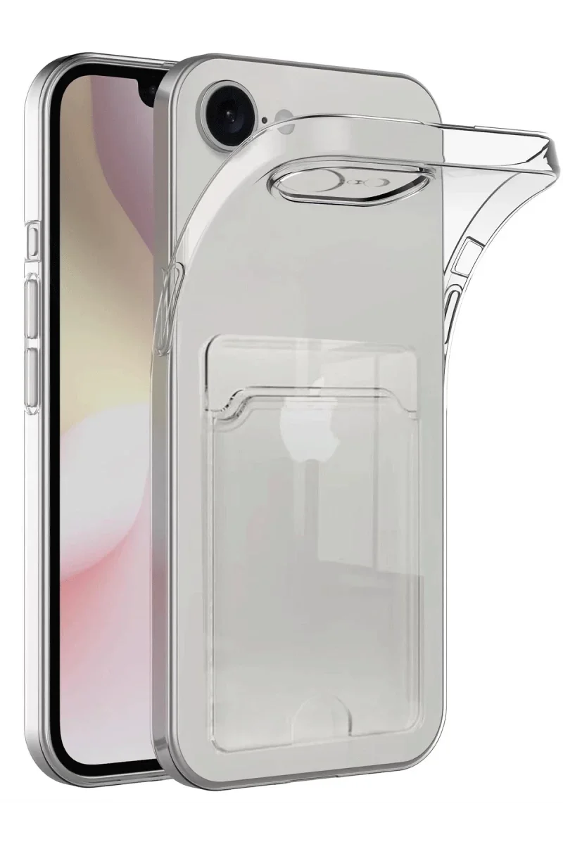 Apple iPhone 16E Kılıf Kart Şeffaf Silikon - Şeffaf